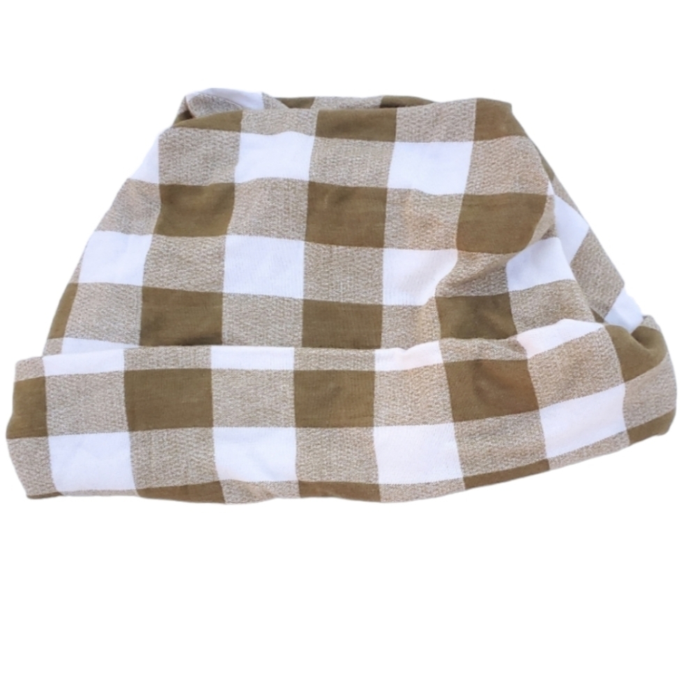 NWT Kate Quinn Slouchy Beanie Sack Hat Gingham Size Large Bamboo
